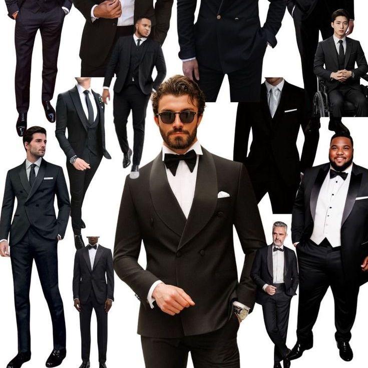 For the modern man, think black or dark colored jacket and trousers. Bow tie or classic tie is your choice!