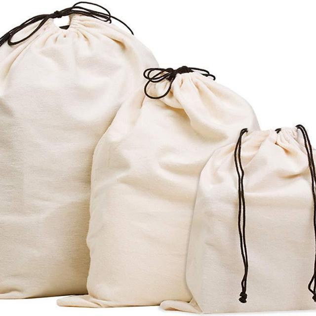 MISSLO Set of 3 Cotton Breathable Dust-proof Drawstring Storage Pouch Bag