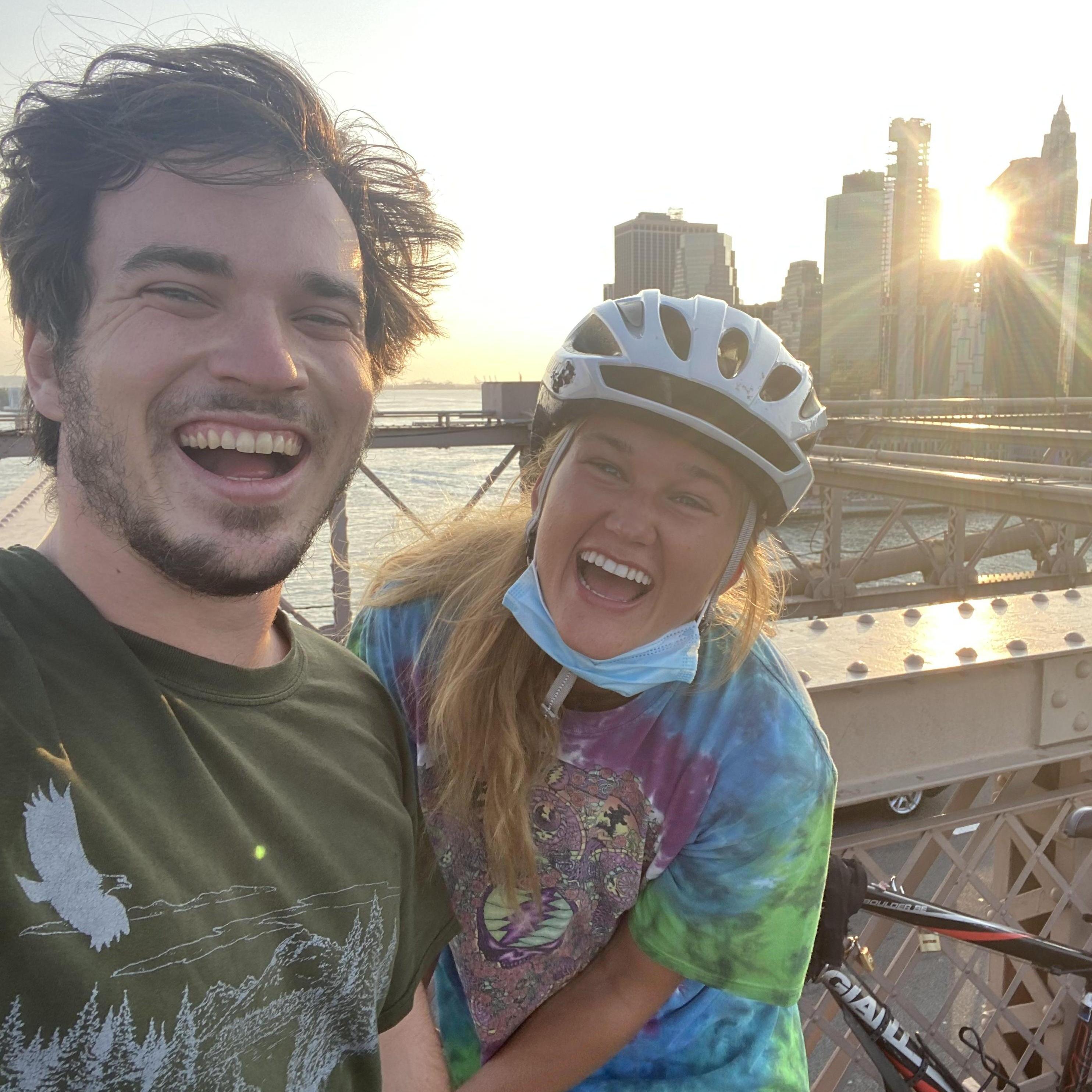 Biking across the Brooklyn Bridge