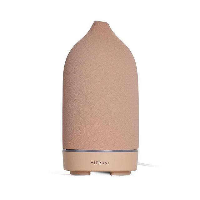 Vitruvi Stone Diffuser, Ceramic Ultrasonic Essential Oil Diffuser for Aromatherapy (Suede)