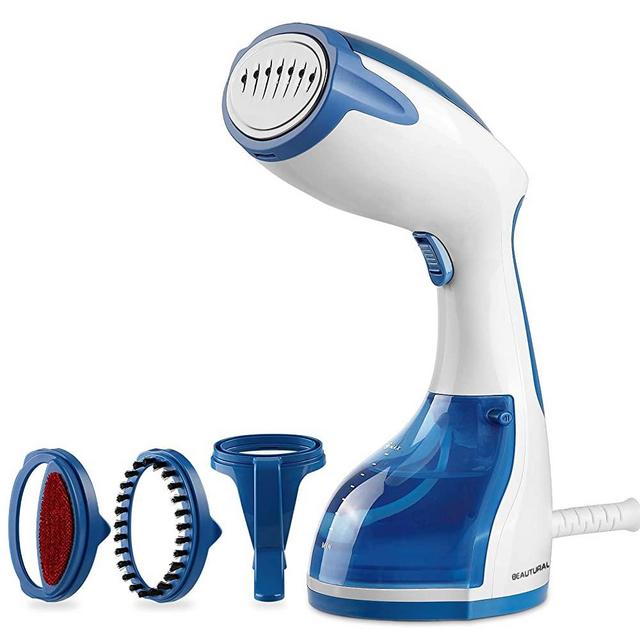 BEAUTURAL Steamer for Clothes with Pump Steam Technology, Portable Handheld Garment Fabric Wrinkles Remover, 30s Fast Heat-up, Auto-Off, Large Detachable Water Tank