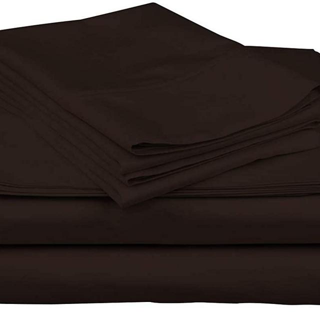Pure Egyptian King Size Cotton Bed Sheets Set (King, 1000 Thread Count) Dark Brown Bedding and Pillow Cases (4 Pc) – Egyptian Cotton Sheets King Size Bed- Sateen Sheets - 15” Deep Pocket King Sheets