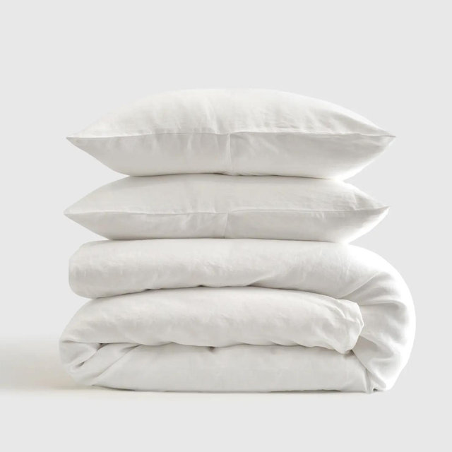 European Linen Duvet Cover Set - King/Cal King (White)