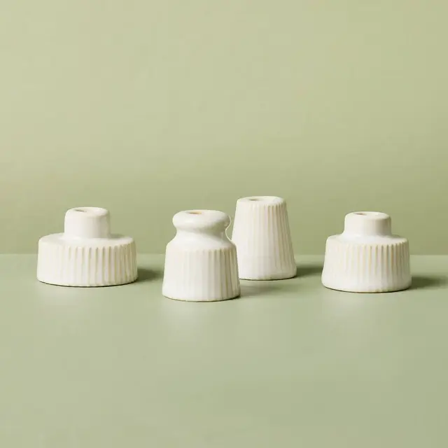 4pc Mini Ceramic Taper Candle Holders Sour Cream - Hearth & Hand™ with Magnolia