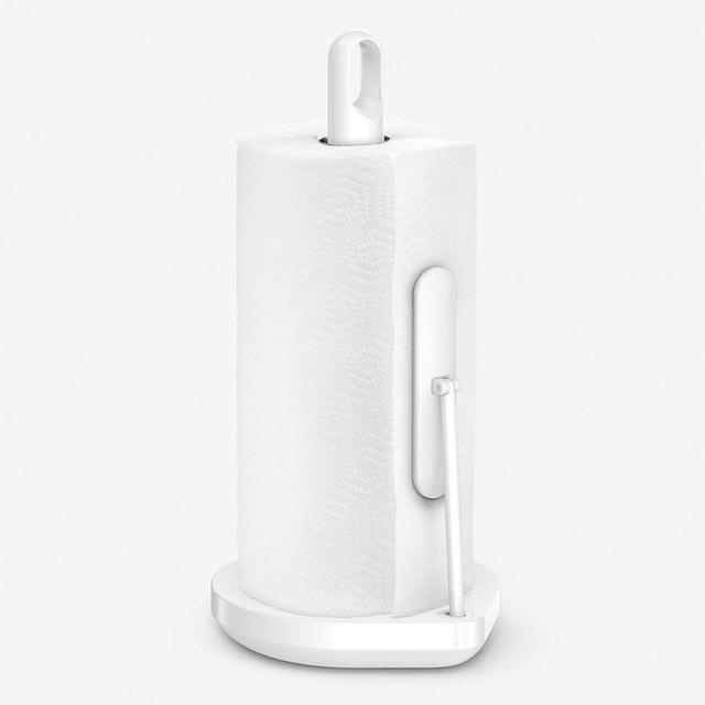 simplehuman Tension Arm Paper Towel Holder, White Stainless Steel