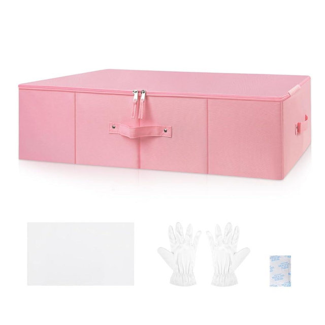 Wedding Dress Storage Box,Wedding Dress Preservation Kit with 50 Sheets of Acid Free Tissue Paper,1 Pair Microfiber Gloves and Clothing Desiccants,WeddingDress Preservation Box-Bride Musthaves