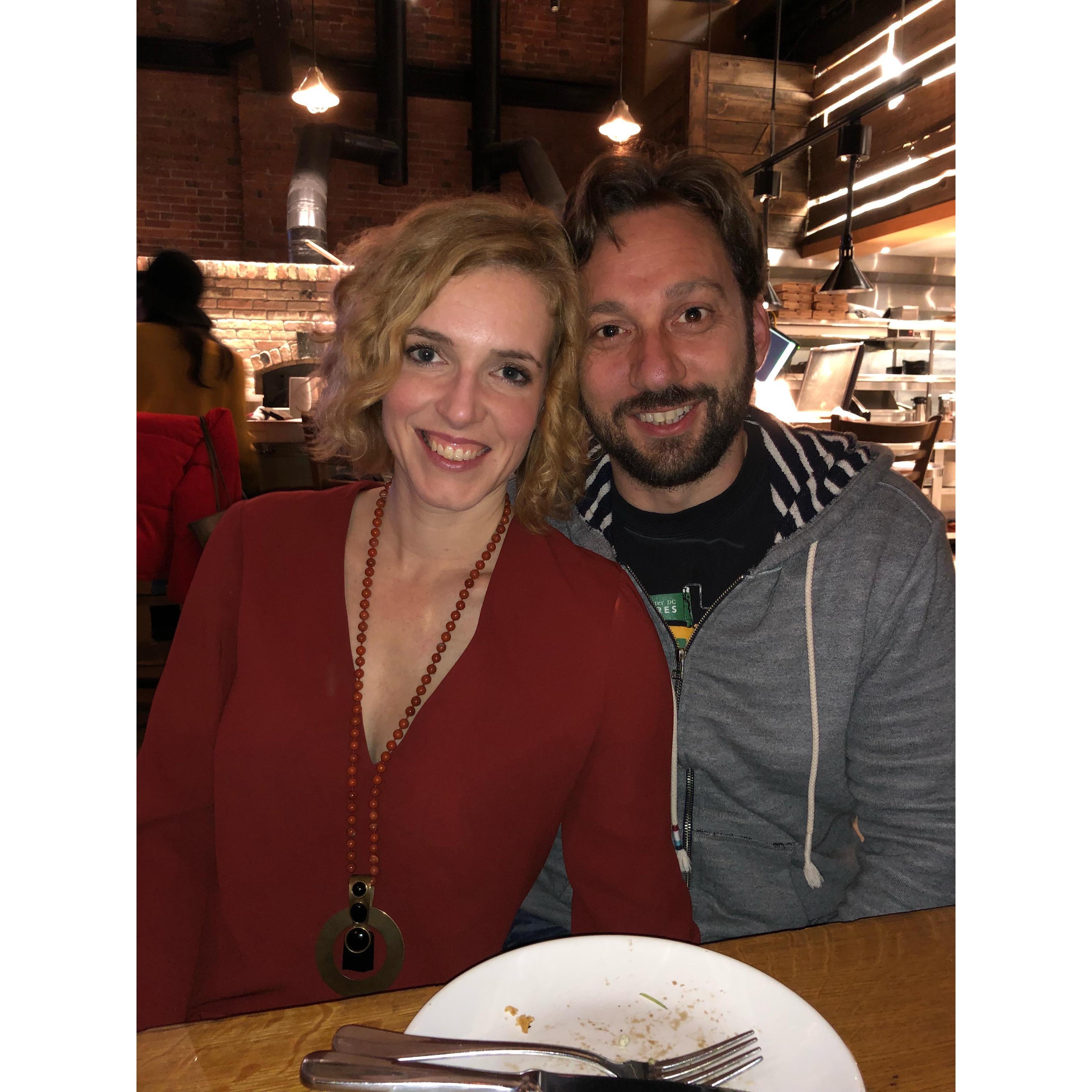 We like to eat together...in D.C. (And also in the neighborhood where we hope to one day have a finished house.)