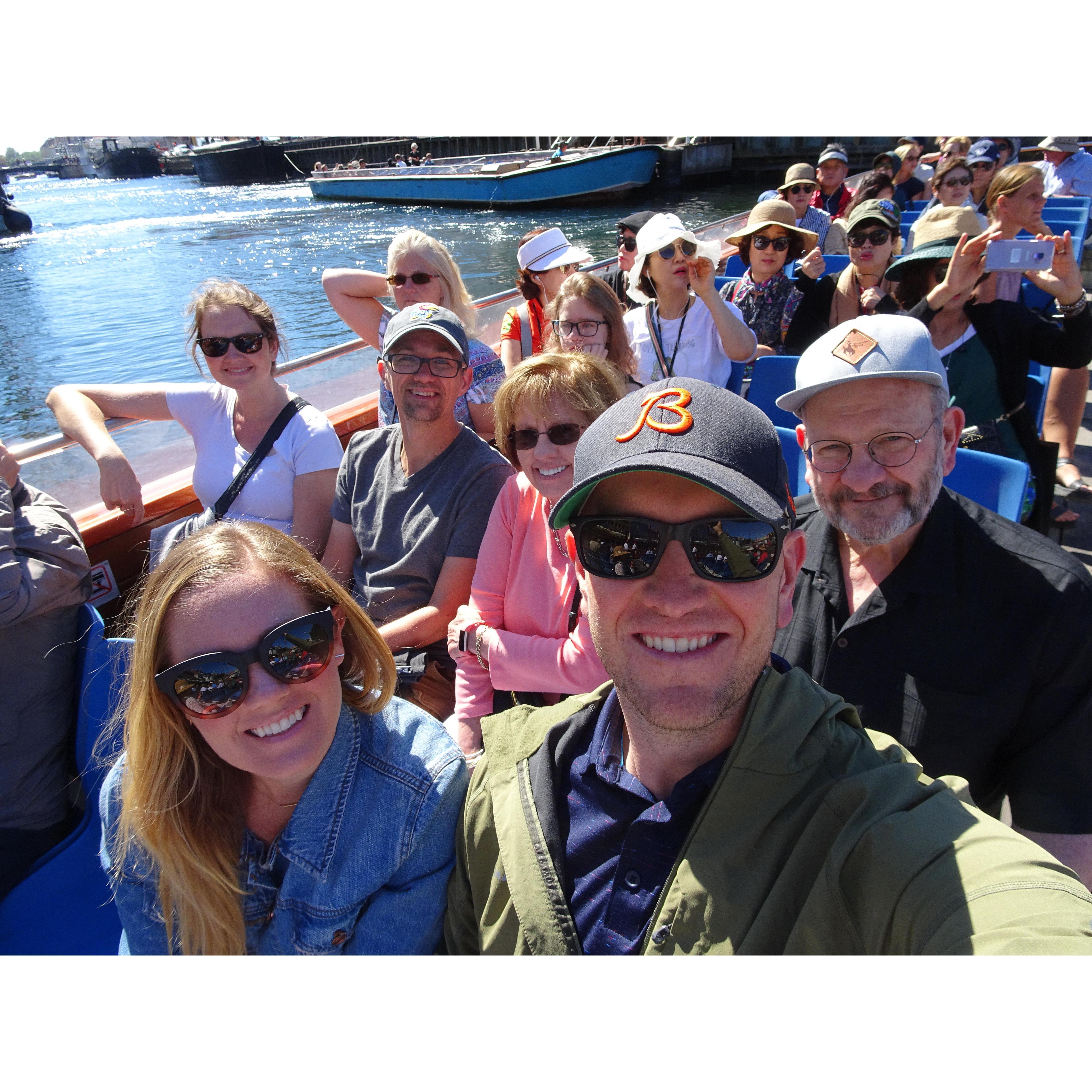 Cruising the canals of Copenhagen on a week-long stay, visiting Terry (Rich's sister), Jakob (brother-in-law), & August (nephew) with Roy (Rich's dad) and 
 Bev (stepmom) - 7/2/18