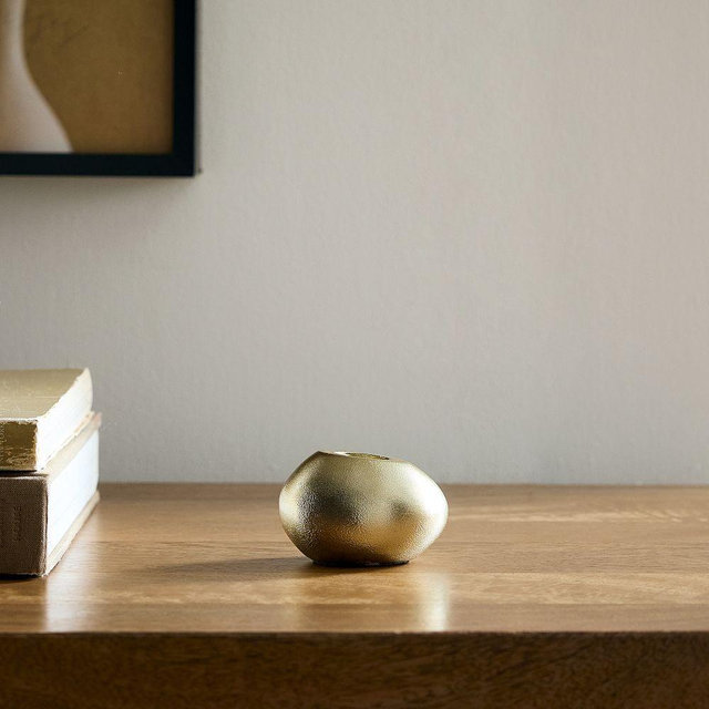 Organic Metal Taper Holder, Light Brass, Low Small