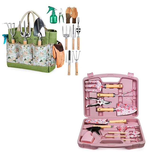 Gardening Tools 9 Piece and 12-Piece Womens Gardening Tools Gift Set, Garden Tools with Durable Carrying Case, Fashionable and Thoughtful Gifts for Garden Women