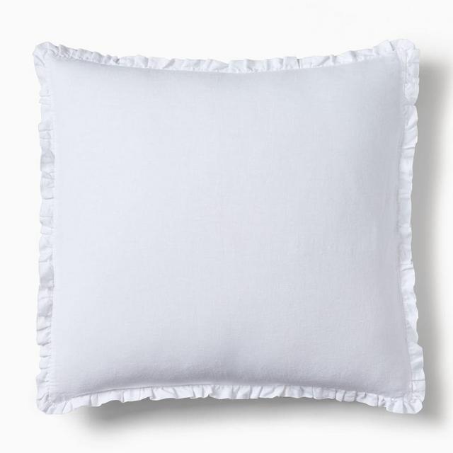 European Flax Linen Ruffle Euro Sham, White