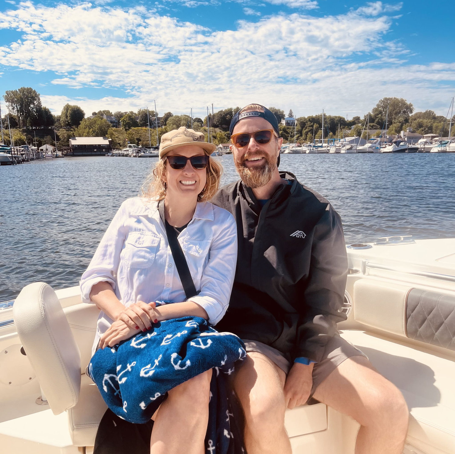 Boat day with the best crew—Steve and Debbie!