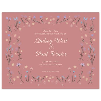 Deep Blush, Pink Wedding Digital Save the Date - Harebell Landscape