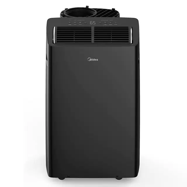 Midea 10000-BTU DOE (12000-BTU ASHRAE) 115-Volt Black Vented Portable Air Conditioner Wi-fi Compatibility Cools 300-500 Sq Ft