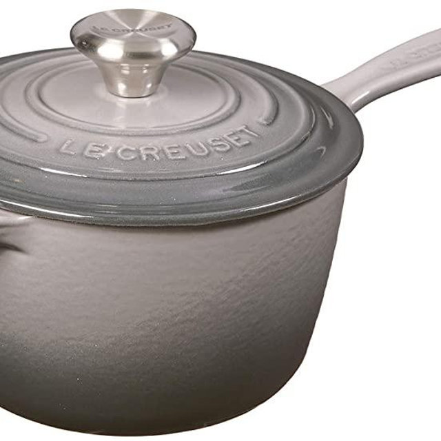 Le Creuset LS2518-167FSS Signature Enameled Cast Iron Saucepan, 1-3/4-Quart, Oyster