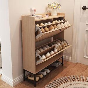 AVZEAR Freestanding Shoe Cabinet with 2 Flip Drawers, Narrow Shoe Cabinet Modern Narrow Organizer for Hallway and Entryway (Natural)