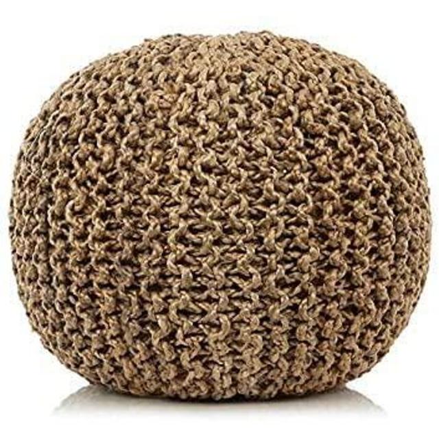 The Home Talk Jute Pouf | Hand Knitted | Natural Ottoman | Footrest, Bean Bag, Floor Chair | Great for Living Room, Bedroom & Kid’s Room | 100% Jute | Small Furniture | 18’’ x 18’’ x 14