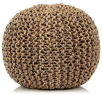 The Home Talk Jute Pouf | Hand Knitted | Natural Ottoman | Footrest, Bean Bag, Floor Chair | Great for Living Room, Bedroom & Kid’s Room | 100% Jute | Small Furniture | 18’’ x 18’’ x 14