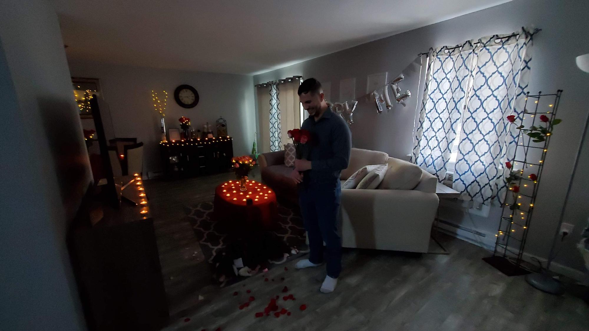 Matt made our home such a beautiful scene for the proposal