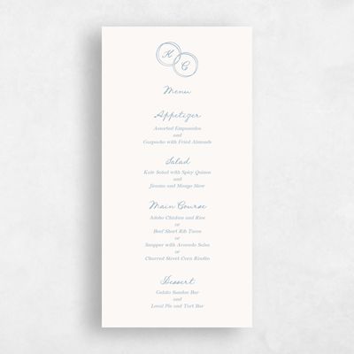 Blue Wedding Menu - Cara