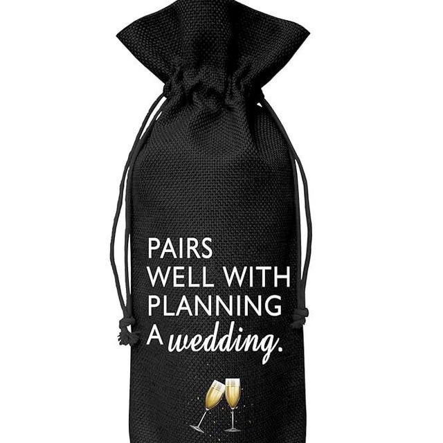 Tesedupoole Wine Bag Wedding Gift for Mr and Mrs - Engagement Gift J14-Black