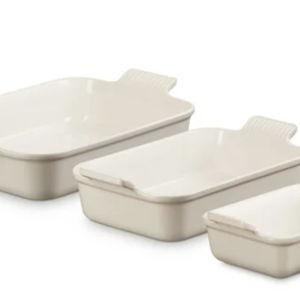 Le Creuset Heritage 3-Piece Rectangular Baking Dish Set - Brioche