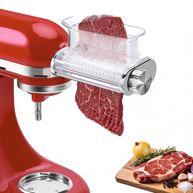 Ezato Meat Tenderizer Attachment for KitchenAid Stand Mixer, 3 Adjustable Thickness, Stainless Steel Meat Tenderizer Tool, Dishwasher Safe，Suitable for Steaks, Pork Chops