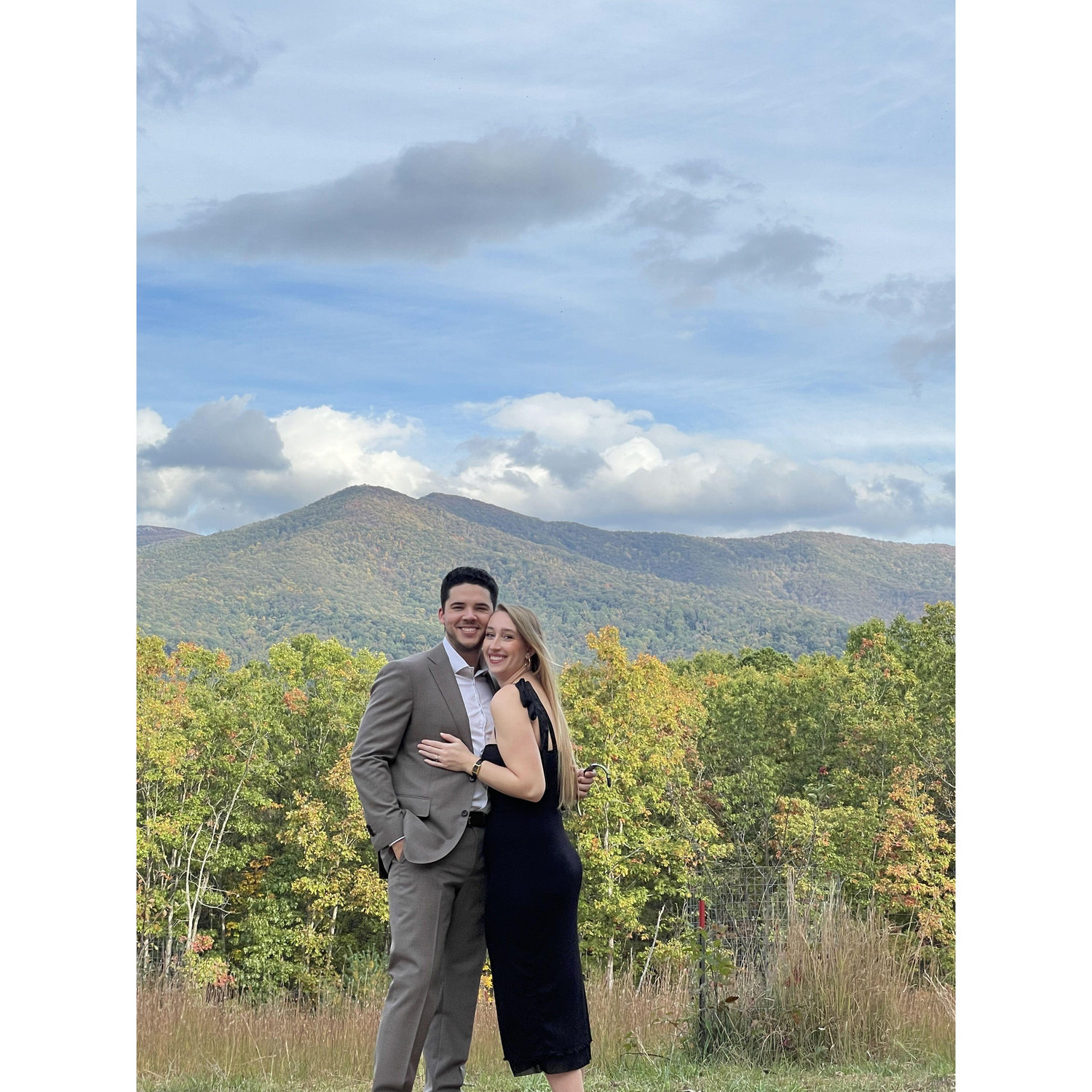 In front of our cabin in Shenandoah, VA.
