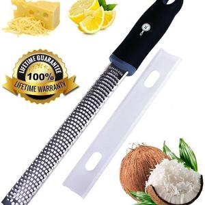 Professional Zester, Grater, Rasp by Integrity Chef - Antibacterial Cover, Ergonomic, Non-Slip Grip Handle, Premium Grade Stainless Steel, Citrus, Cheese, Lemon, Ginger, Chocolate, SAVE A LIFE!