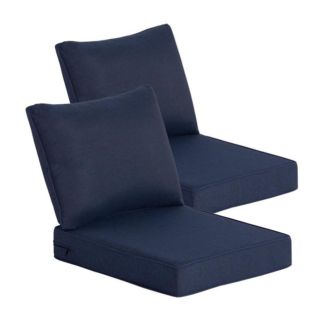 Goodgoods 24 x 28 Outdoor Patio Deep Seat Cushions 2-Pack, 1000+ Hours Fade-Resistant & Water-Resistant Outdoor Furniture Chair Cushions with 30D High-Resilience Foam for Sofa Chair, Midnight