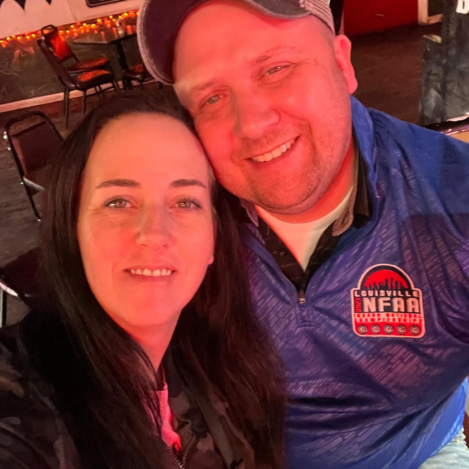 Our first time together at archery Nationals where I shoved the pin (screw) through my finger the first day.