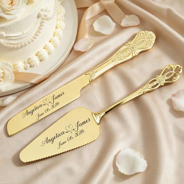 Wedding Cake Cutting Set, Personalized Monogram Knife, Anniversary Gift for Couple, Bridal Shower Gift
