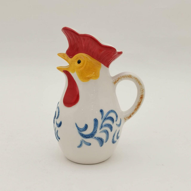 Muchoise 18.6 fl oz Ceramic Chicken Pitcher White/Blue/Red