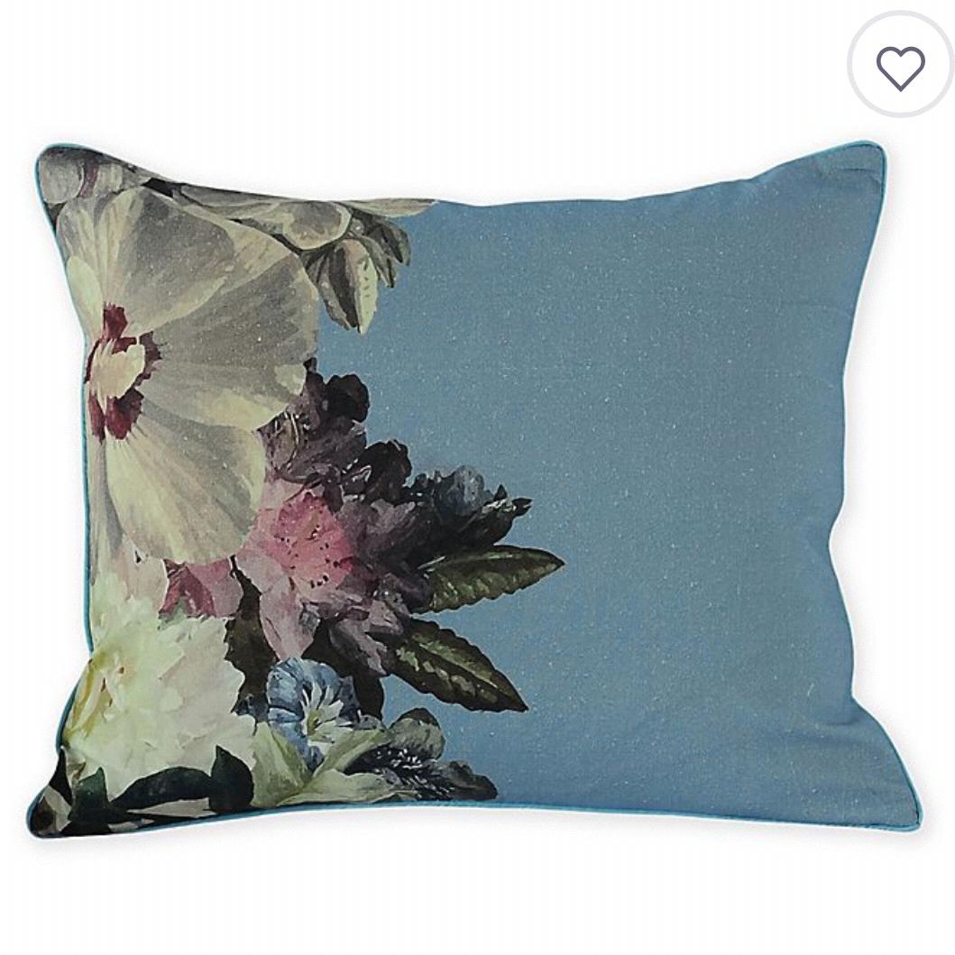 MM Linen Fiori Fifi Oblong Throw Pillow in Blue