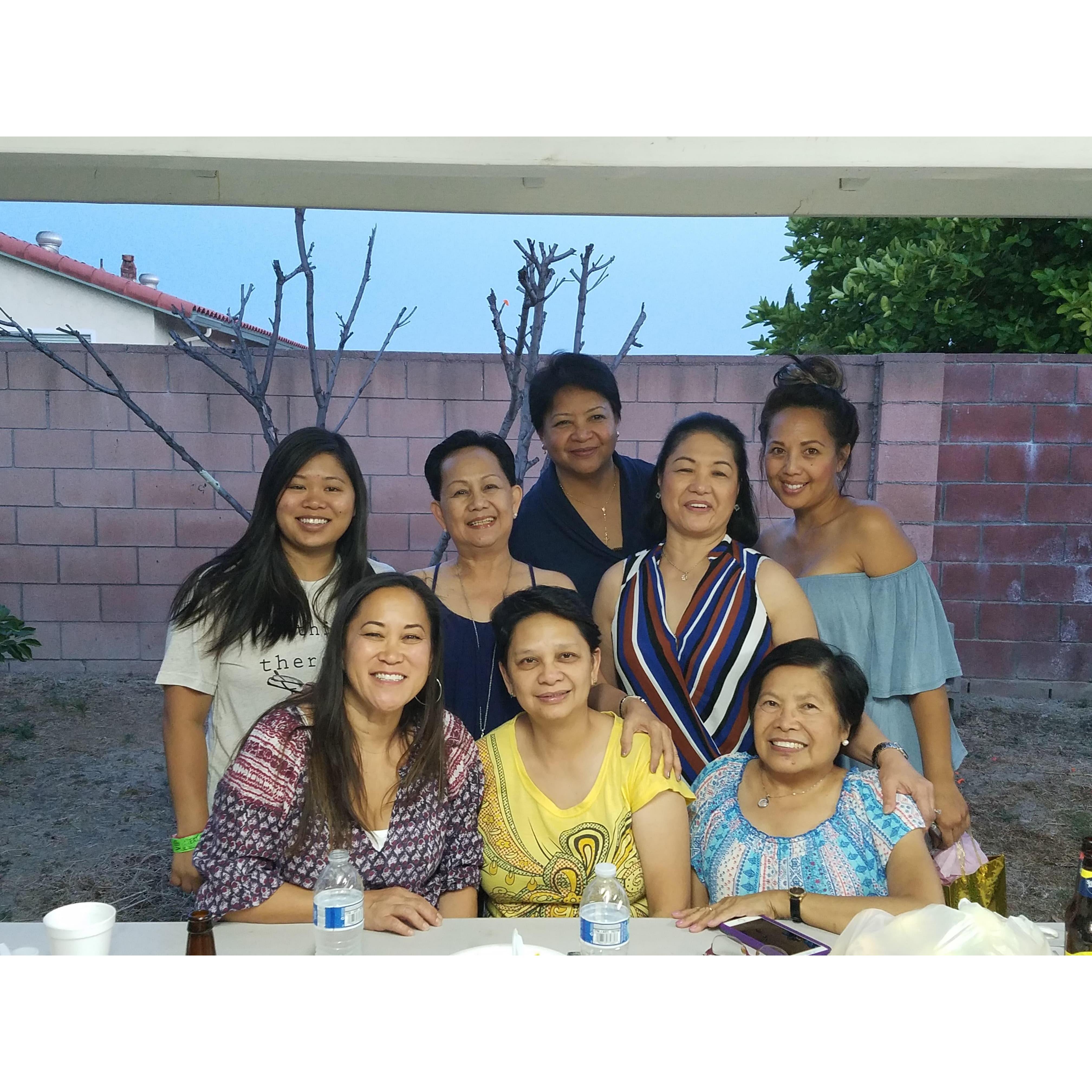 Kalia, Carmelita, Louri, Amy, Claudine, Kelly, Criselda, and Noemi at a Coson Family gathering.