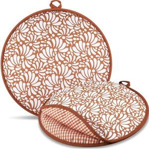 Honeydak 2 Pcs 10 Inch Tortilla Warmer Pouch, Mexican Talavera Pottery Terracotta Pattern Microwavable Insulated Cloth Pouch for Tortillas, Tacos, Naan, and Pizza Rolls