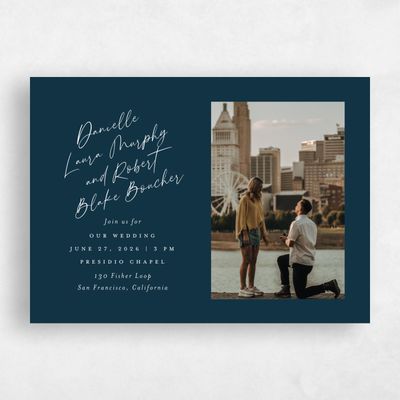 Deepest Teal, Blue Wedding Invitation - Atlas Photo