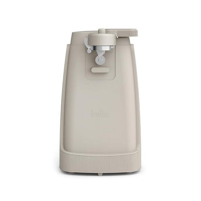 bella Electric Can Opener and Knife Sharpener, Multifunctional Jar and Bottle Opener with Removable Cutting Lever and Cord Storage, Stainless Steel Blade, Oatmilk