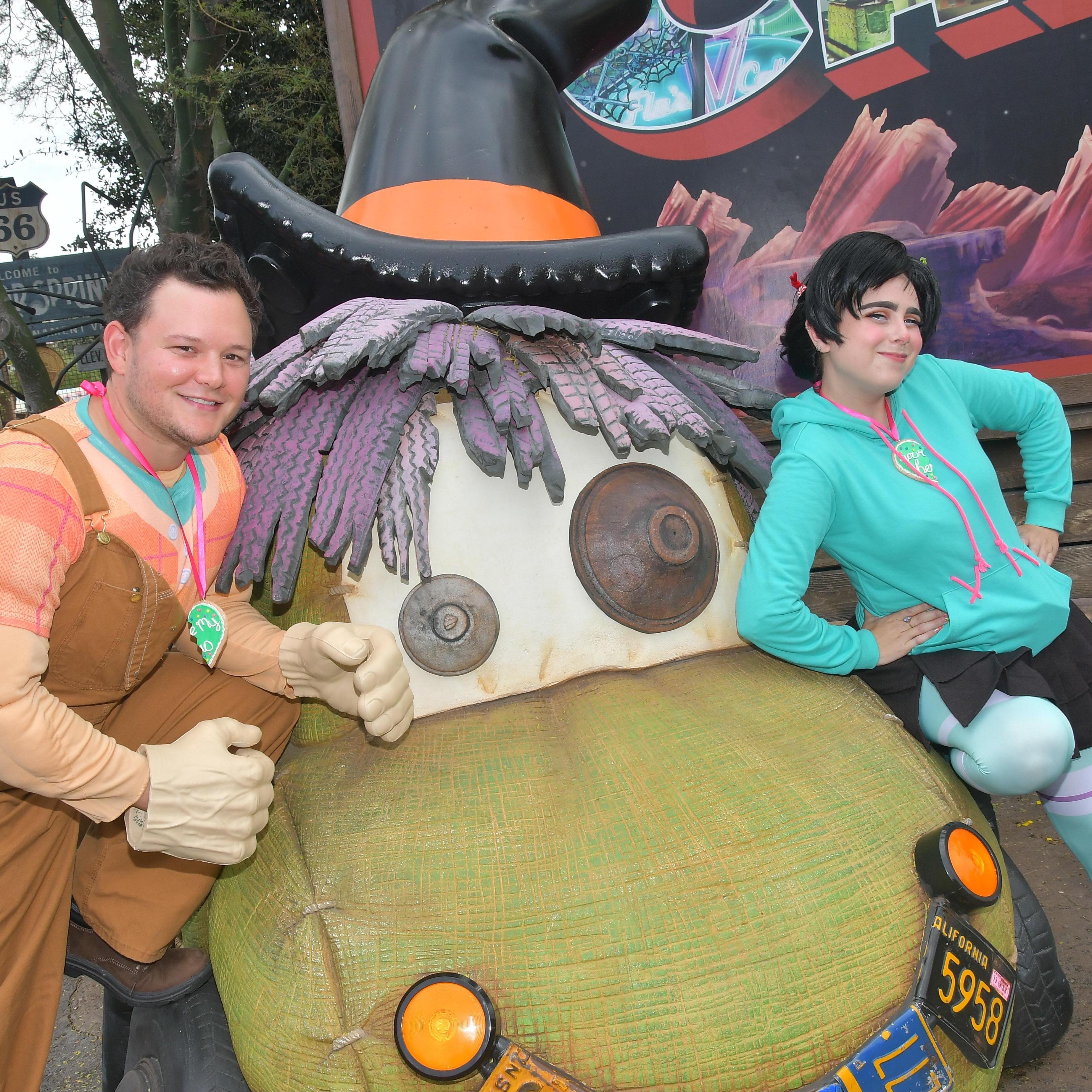 Wreck it Ralph and Vanellope Von Schweetz, Oogie Boogie's Bash at Disney California Adventure Park, 2019.