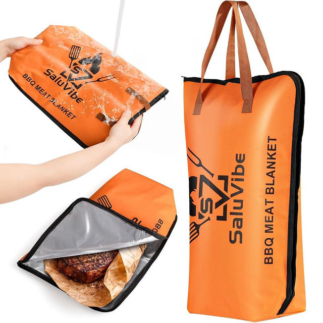 BBQ Meat Resting Blanket – Insulated Brisket Bag for Turkey, Pork Shoulder & Beef, Washable Oxford Cloth Smoker Blanket, Birthday Gifts & Gifts for Men, Dad & BBQ Lovers(21in,Orange)