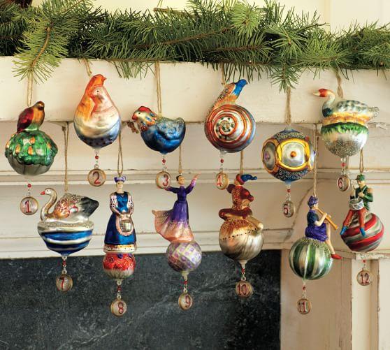 Twelve Days of Christmas Ornaments - Set of 12