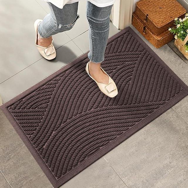 HIYARD Sturdy Front Door Mat, Absorbent Muddy Dirt Resist Welcome Door Mats Outdoor Indoor, Stain and Fade Resistant, Non-Slip Backing Entry Mat Low Profile Doormat for Entryway, 36×24, Coffee