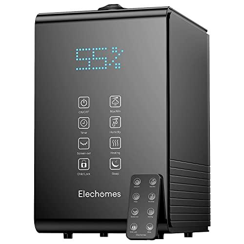 Elechomes SH8820 Humidifiers, 5.5L Top Fill Warm and Cool Mist Humidifier for Large Room Bedroom Plants with Remote Control, 20dB Ultra Quiet, LED Display, 600ml/h Max Humidity, Auto Shut-off, Black