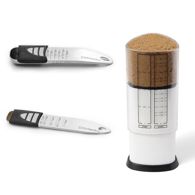 KitchenArt Pro Adjustable Measuring Set, Includes Adjustable Tablespoon, Teaspoon, and 2 Cup Measuring Cup