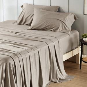 Bedsure GentleSoft King Size Sheets Set, Cooling Sheets for Hot Sleepers, Rayon Derived from Bamboo, Breathable & Soft, Deep Pocket Up to 16 Inches, Hotel Luxury Silky Bedding, Simply Taupe