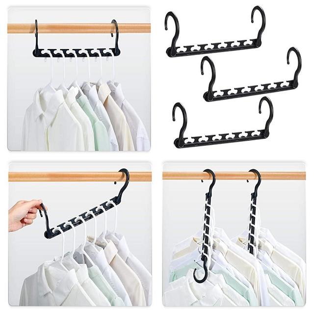 HOUSE DAY Sturdy Plastic Space Saving Hangers Cascading Hanger Organizer Pack of 20 Closet Space Saver Multifunctional Hangers for Heavy Clothes (Black)