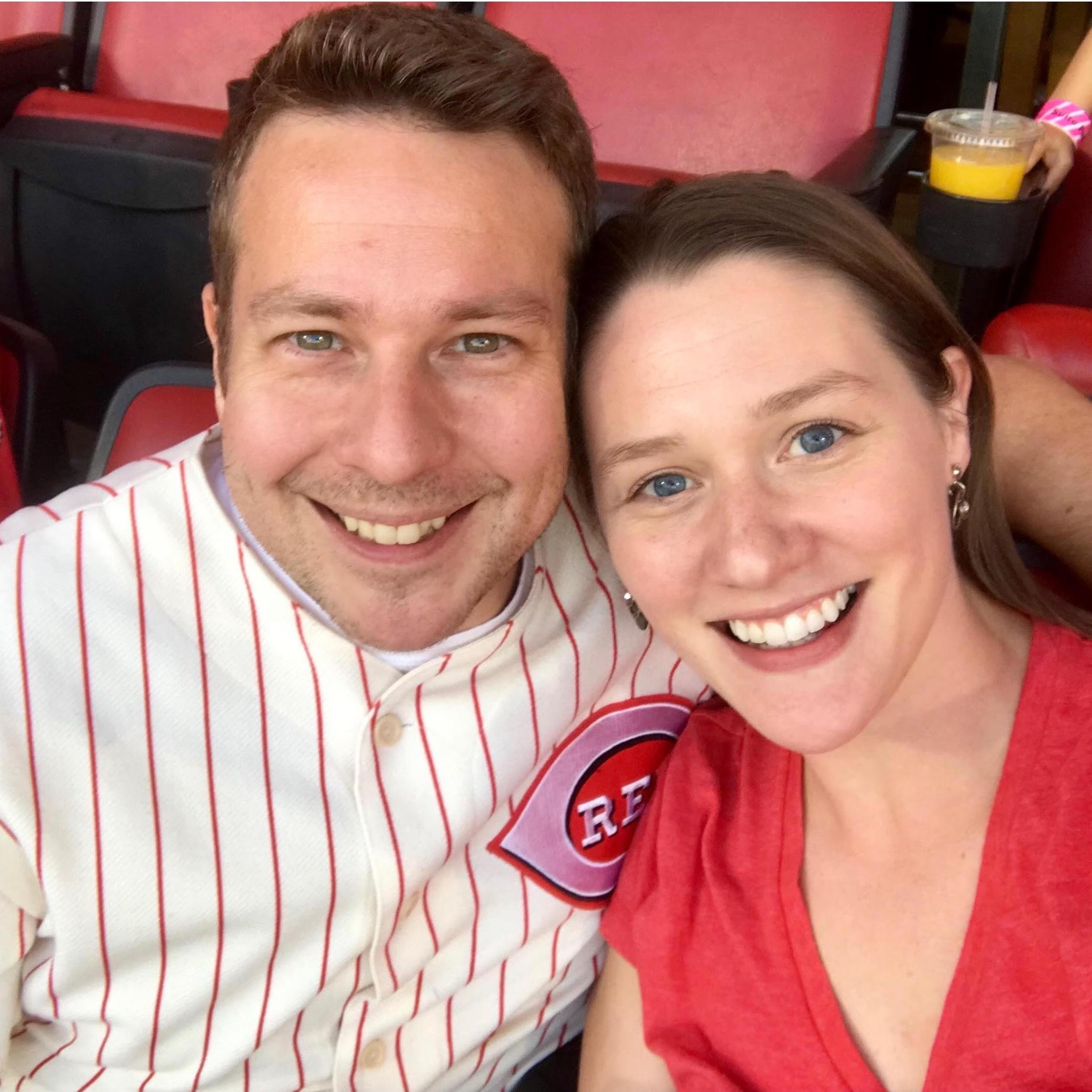 Enjoying a Red's game.