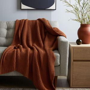 Cotton Fisherman Throw - Terracotta, 50x60