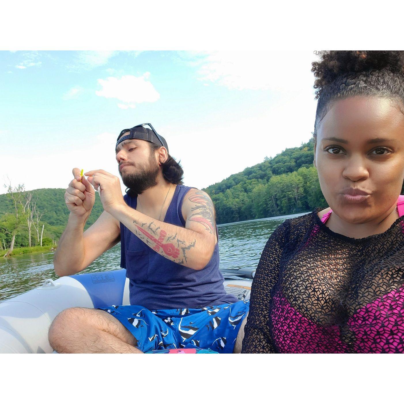 First time we went fishing on our tiny inflatable boat