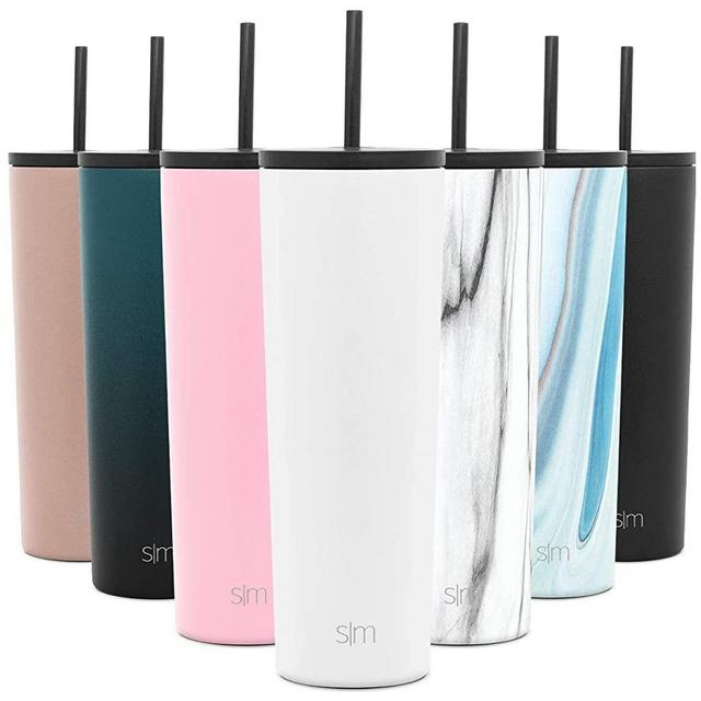 Simple Modern Classic Insulated Tumbler with Straw and Flip Lid Stainless Steel Water Bottle Iced Coffee Travel Mug Cup, 28oz (830ml), Winter White